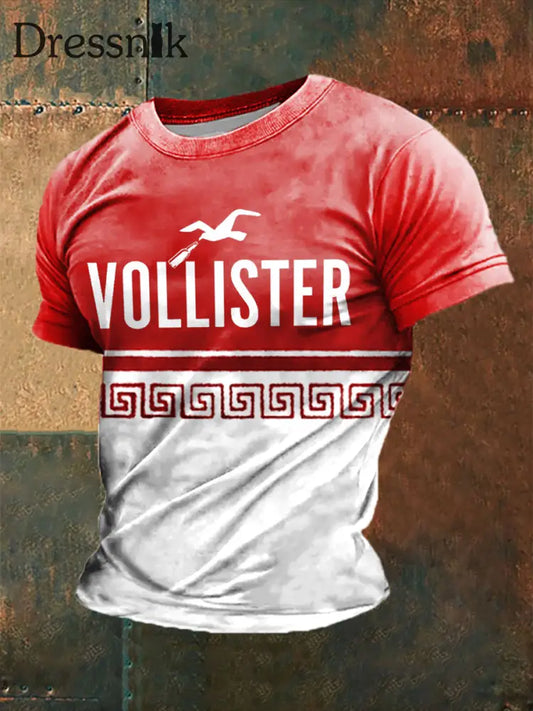 Vollister bedrucktes Kurzarm-T-Shirt für Männer Rot / S