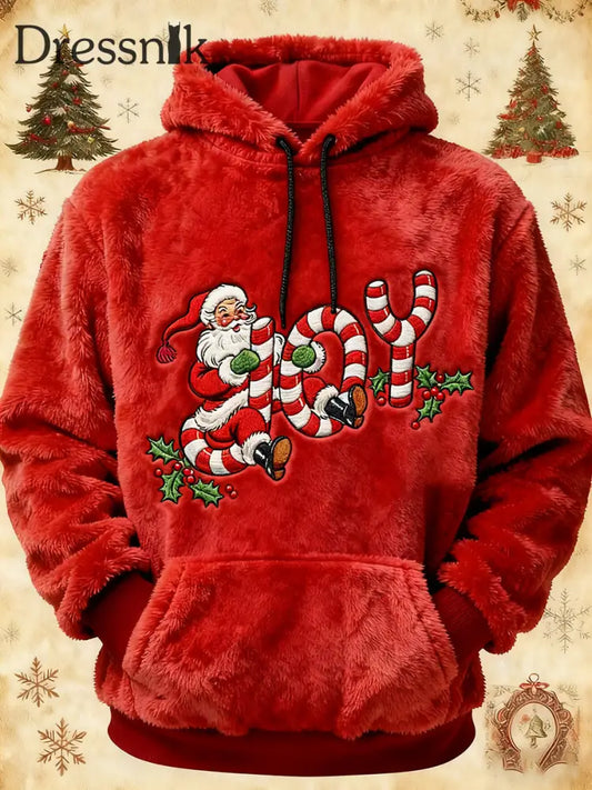 Weihnachtsmann-Kunst-Flanell-Hoodie für Herren Rot / S