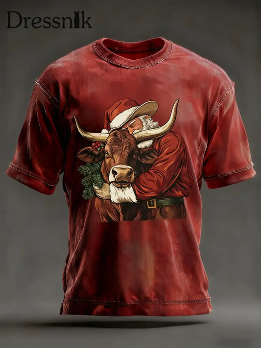 Westliches Weihnachts-T-Shirt für Männer Rot / S