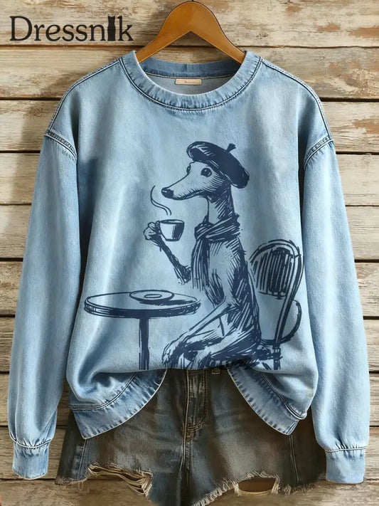 Windhund-Sweatshirts für Frauen blau / S