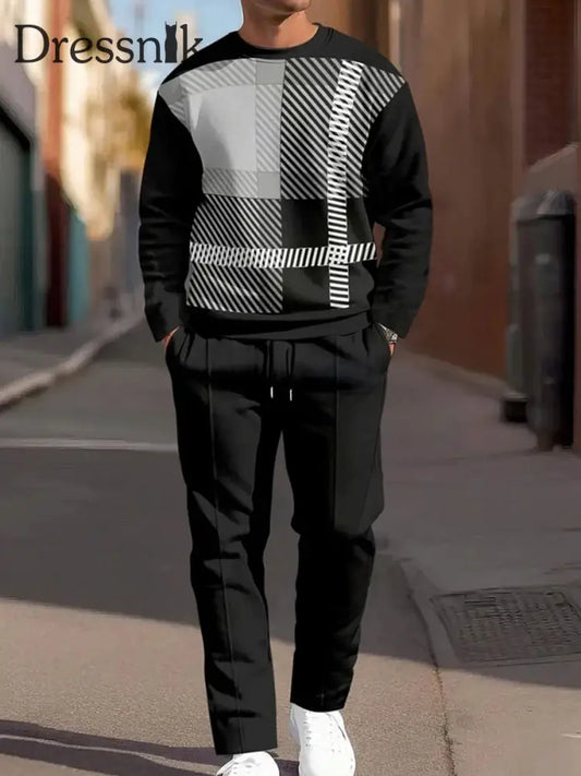 Zweiteilige Herren-Vintage-Minimalist ische Mode-Freizeit hose Schwarz / S