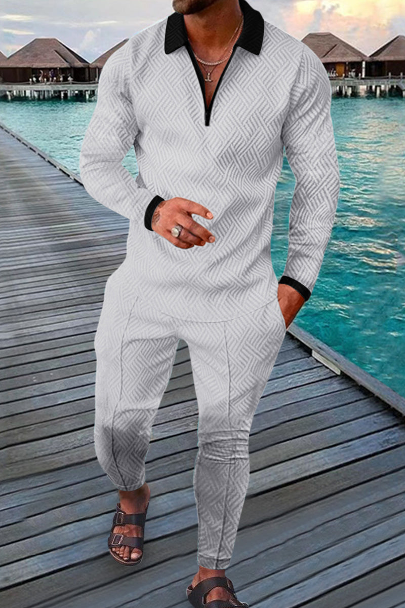 Men's Long-Sleeved Trousers Two-Piece Athleisure Suit