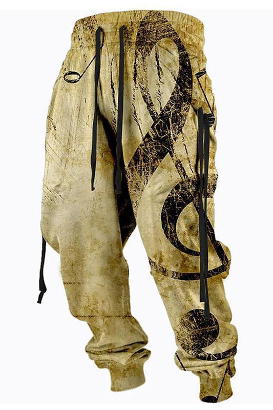 Herren Mode Vintage bedruckte Kordel zug Taschen spleißen Sport hosen