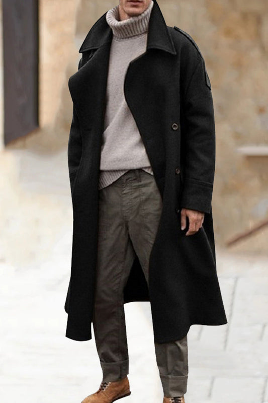Männer einfarbiger langer Woll mantel extra lang über dem Knie mantel