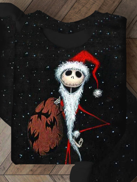 Langärmliges Sweatshirt mit Crewneck-Pullover, Weihnachts skelett