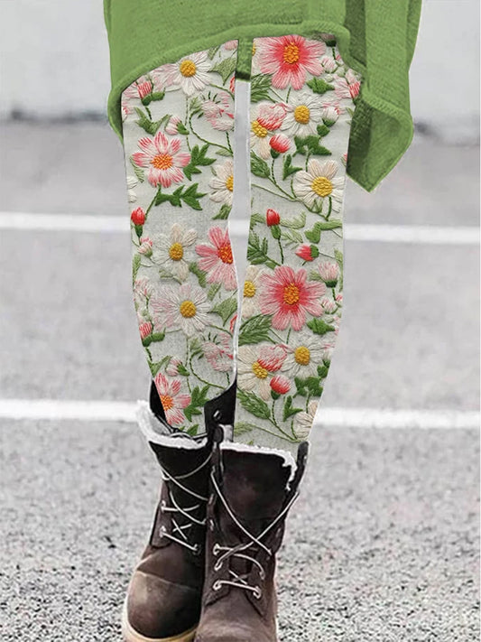 Retro Damen Blumen leggings