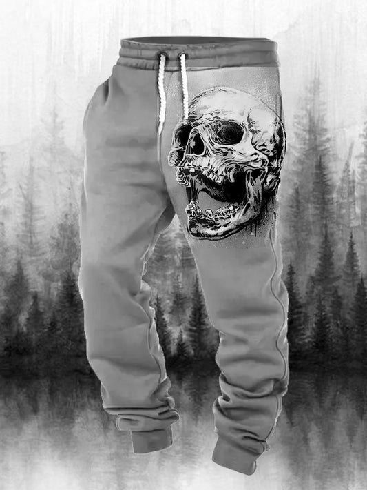 Herren Retro Dunkel Punk Skull Print Mode Hosen