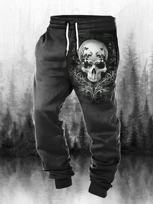 Herren Retro Dunkel Punk Skull Print Mode Hosen