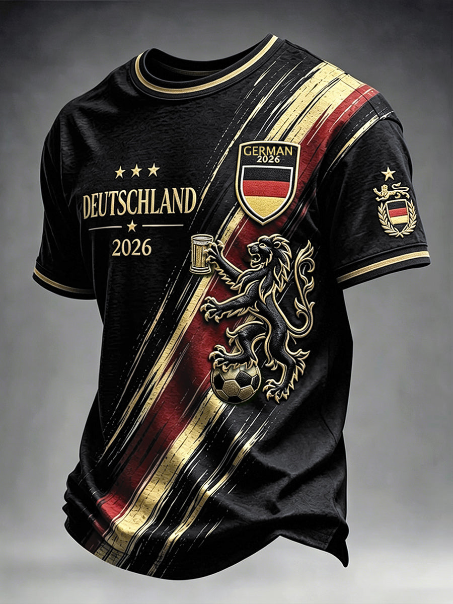Herren-Fußball‑T‑Shirt 2026 aus Deutschland, 3D‑bedruckt, lässig