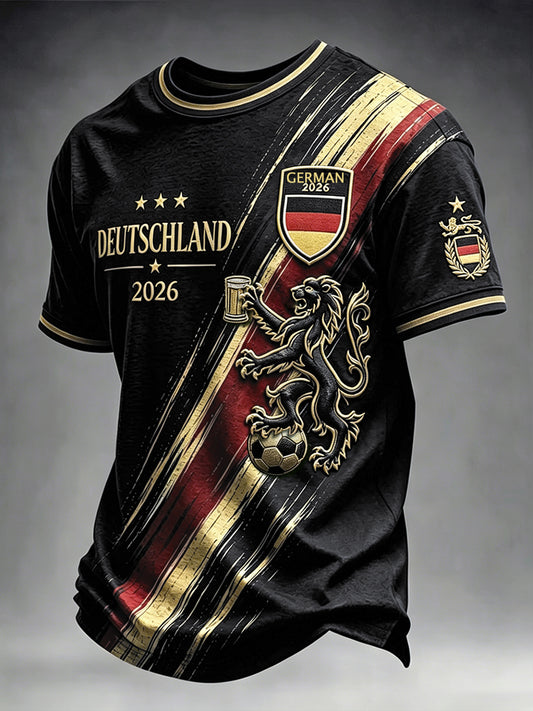 Herren-Fußball‑T‑Shirt 2026 aus Deutschland, 3D‑bedruckt, lässig