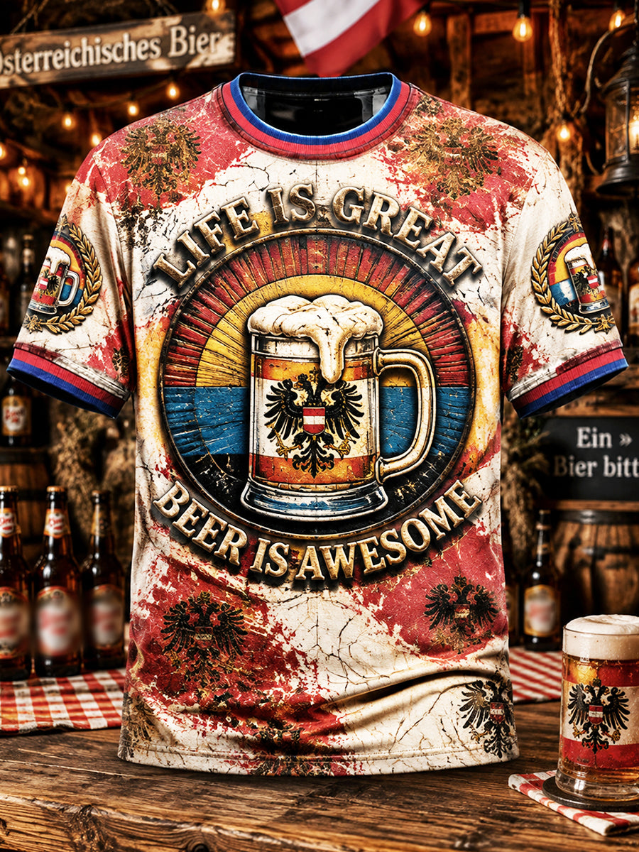 Herren Österreich isches Wiener Bierfest ival Print Vintage Casual T-Shirt