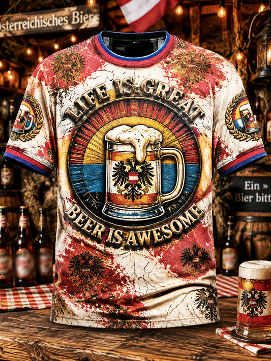 Herren Österreich isches Wiener Bierfest ival Print Vintage Casual T-Shirt