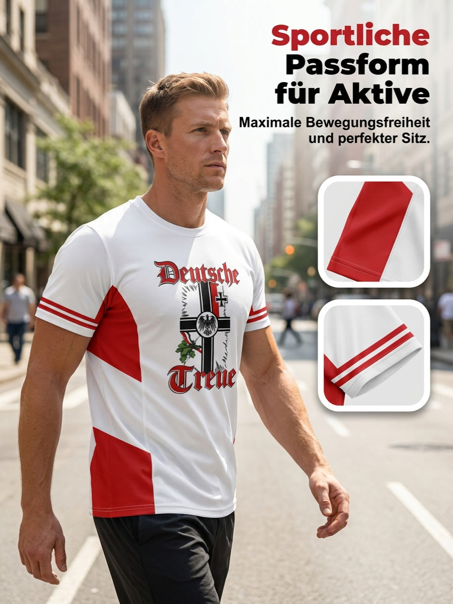 Herren Vintage deutsche Flagge Print Casual T-Shirt