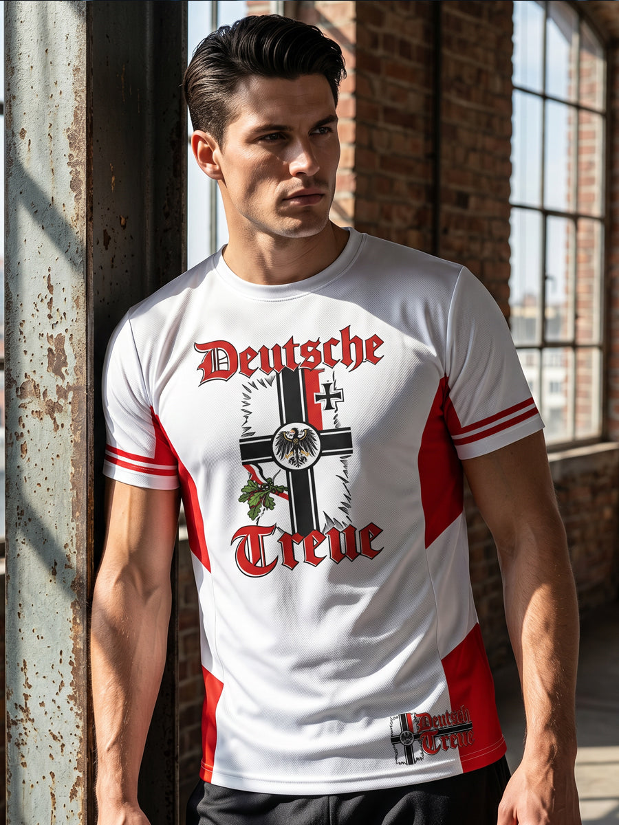 Herren Vintage deutsche Flagge Print Casual T-Shirt