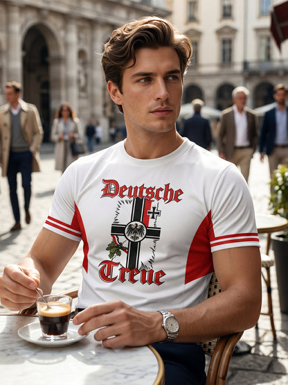 Herren Vintage deutsche Flagge Print Casual T-Shirt