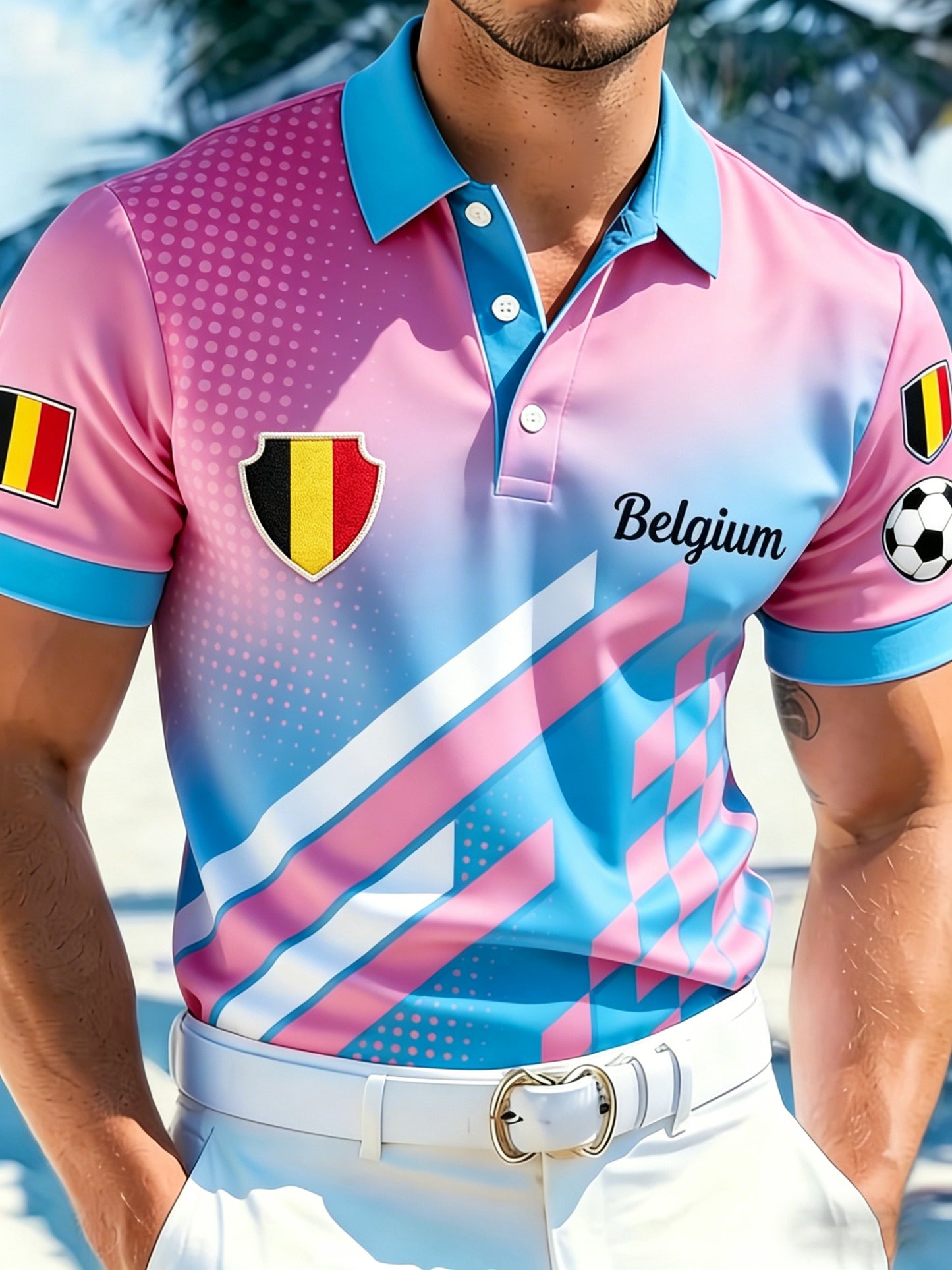 Herren Belgien Fußballspiel Jubel Kunstdruck Fan-Polo
