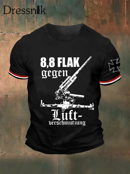 88 Flak bedrucktes Kurzarm-T-Shirt für Männer Schwarz / S