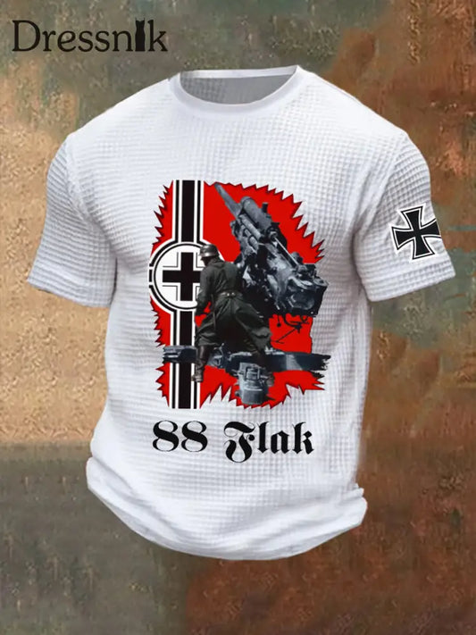 88 Flak bedrucktes Kurzarm-T-Shirt für Männer Weiß / S