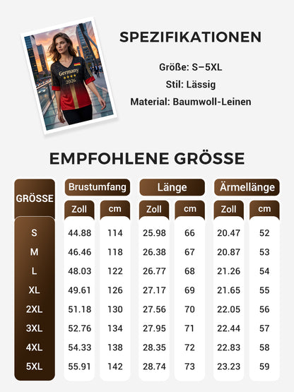 Damen-Deutschland-Fußballfan-Print-Waffel-T-Shirt