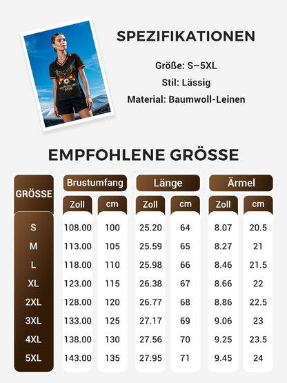 Damen-Deutschland-Fußball-Liebhaber-Print-V-Ausschnitt-Shirt