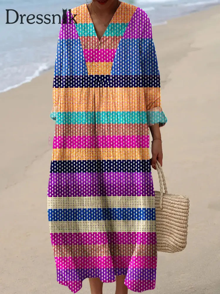 Abstraktes geometrisches Farbblock-Linien-Kunstdruck kleid für Damen bunt / S