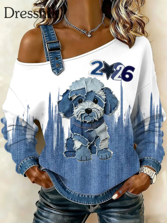 Ärmelloses Sweatshirt mit Tier druck für Damen A / S