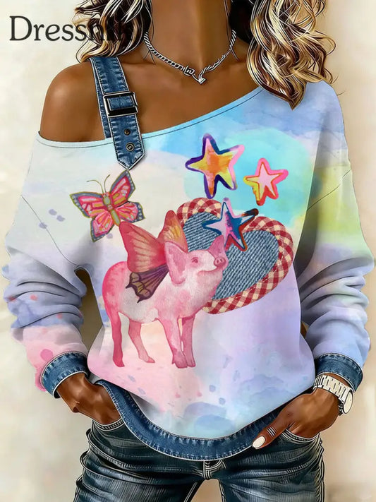 Ärmelloses Sweatshirt mit Tier druck für Damen A / S