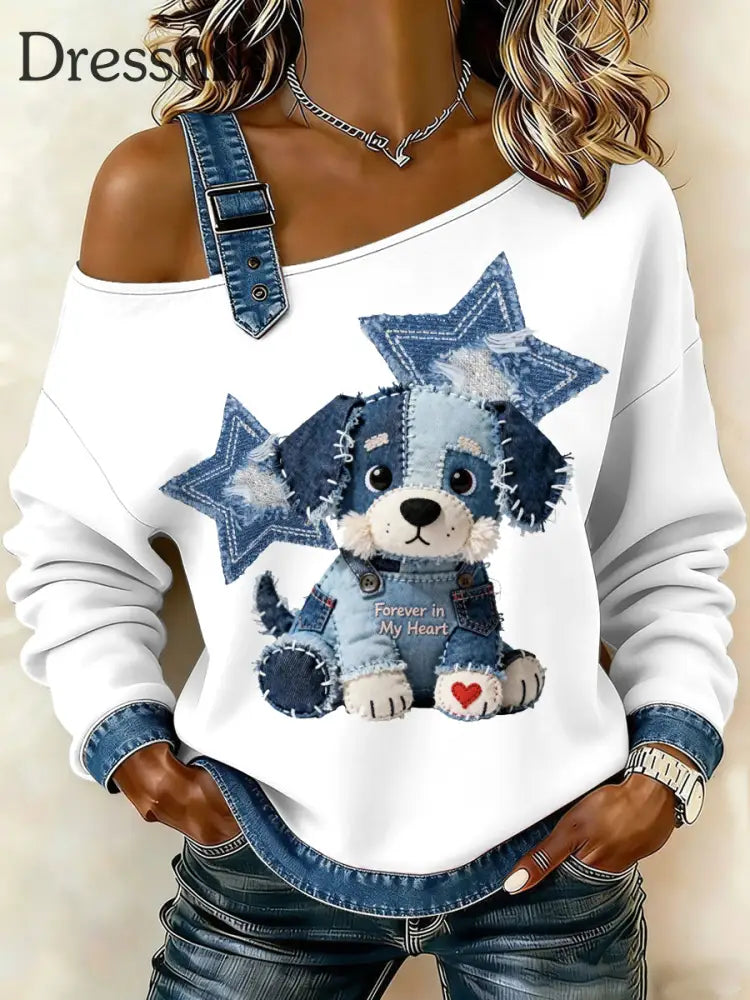 Ärmelloses Sweatshirt mit Tier druck für Damen A / S