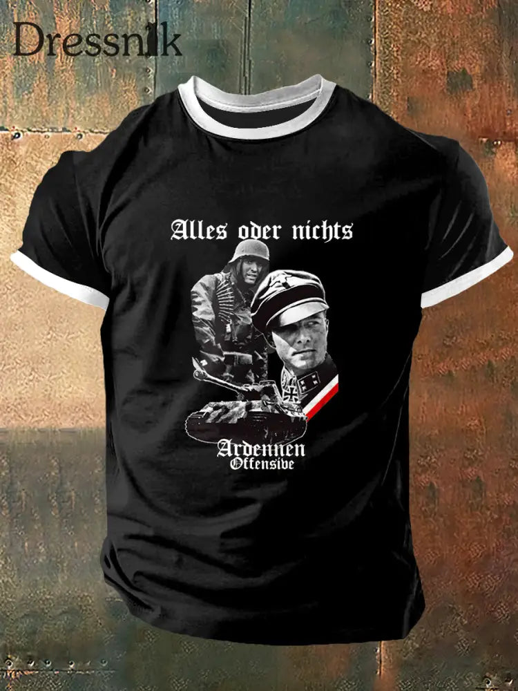 Alles Oder Nichts Print Vintage Mode Kurzarm T-Shirt Schwarz / S