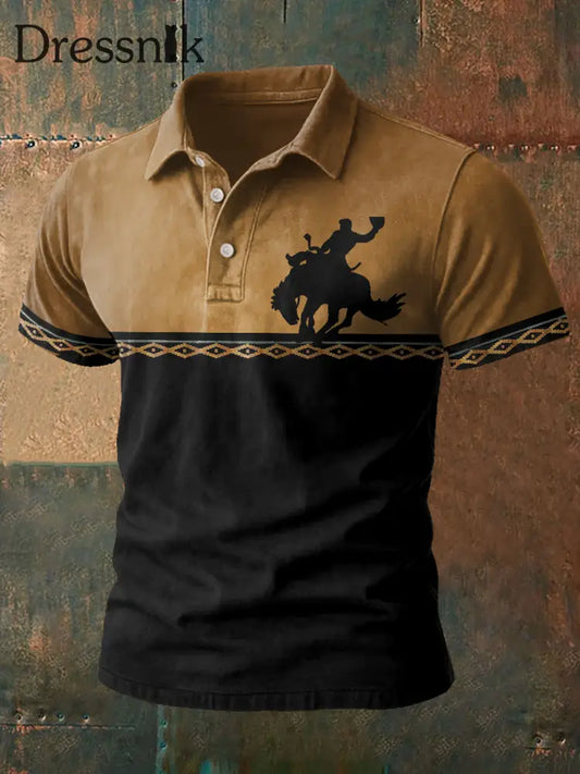 Bedruckte lässige Herren Tops im westlichen Stil Kaffee / S