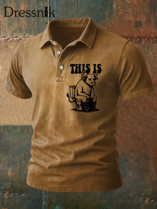 Bedruckte lässige Herren Tops im westlichen Stil Khaki / S