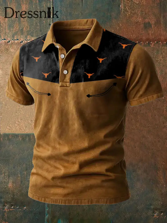 Bedruckte lässige Herren Tops im westlichen Stil Khaki / S