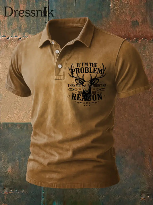 Bedruckte lässige Herren Tops im westlichen Stil Khaki / S
