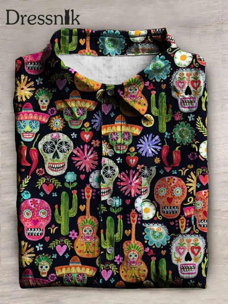 Bedrucktes Hemd für Männer mit mexikanischem Festival Viva Cinco De Mayo Schwarz / S