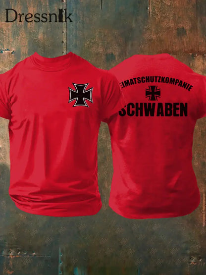 Bedrucktes Herren-T-Shirt der Heimat schutz kompanie Schwaben Reines Rot / S