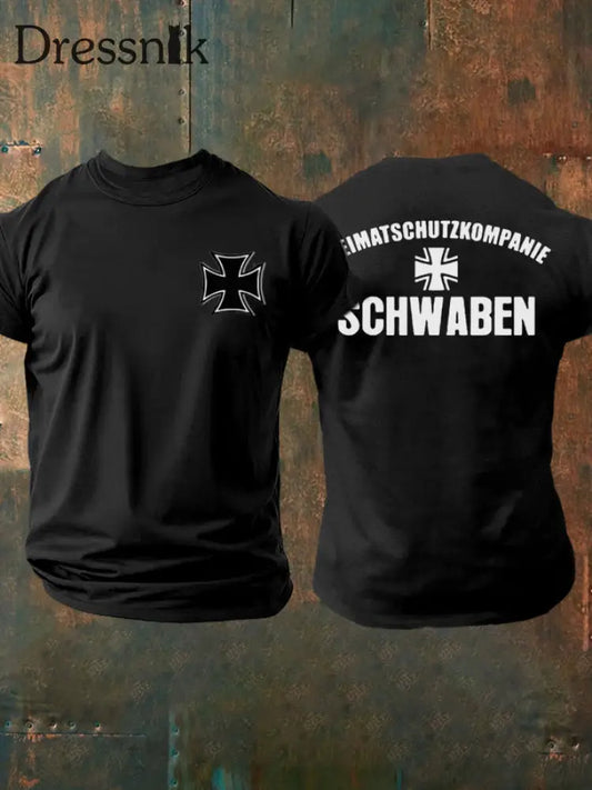 Bedrucktes Herren-T-Shirt der Heimat schutz kompanie Schwaben Schwarz / S