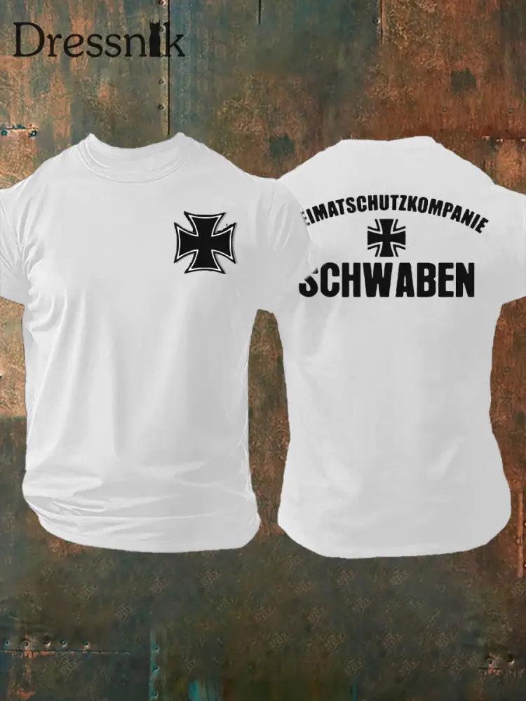 Bedrucktes Herren-T-Shirt der Heimat schutz kompanie Schwaben Weiß / S