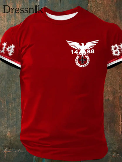 Bedrucktes Kurzarm-T-Shirt für Herren 1488 Alte Schule Rot / S