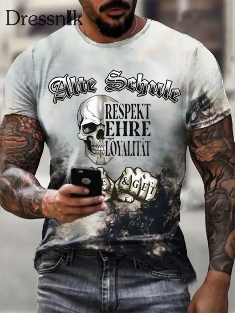 Bedrucktes Kurzarm-T-Shirt für Männer Alte Schule als bild / S