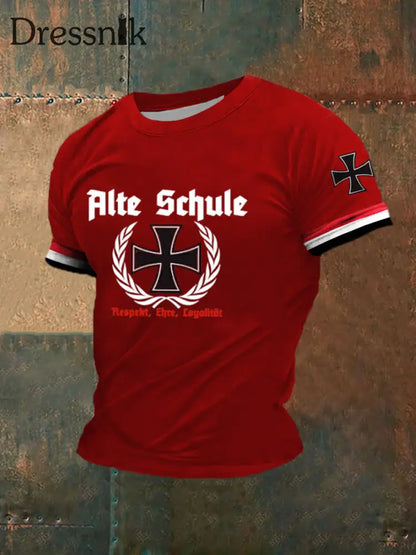Bedrucktes Kurzarm-T-Shirt für Männer Alte Schule Rot / S