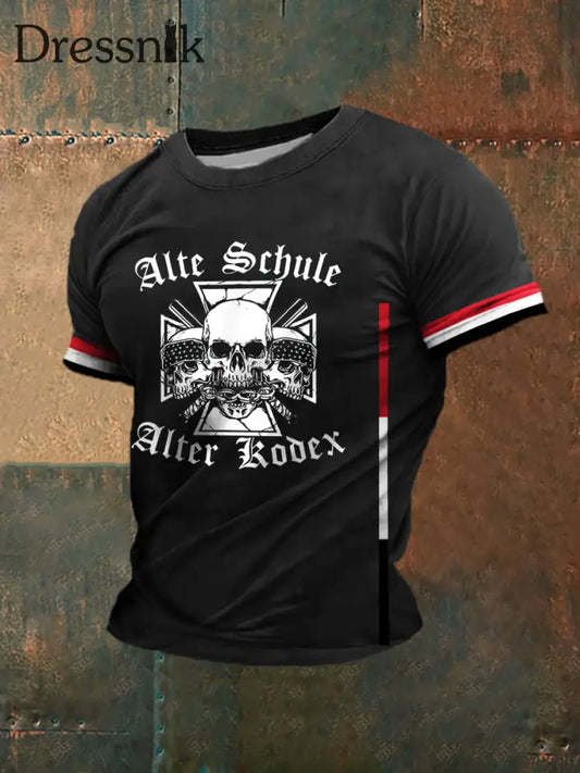 Bedrucktes Kurzarm-T-Shirt für Männer Alte Schule Schwarz / S