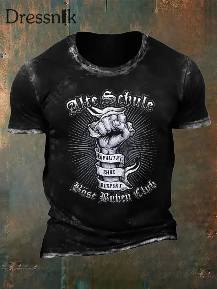 Bedrucktes Kurzarm-T-Shirt für Männer Alte Schule Schwarz / S