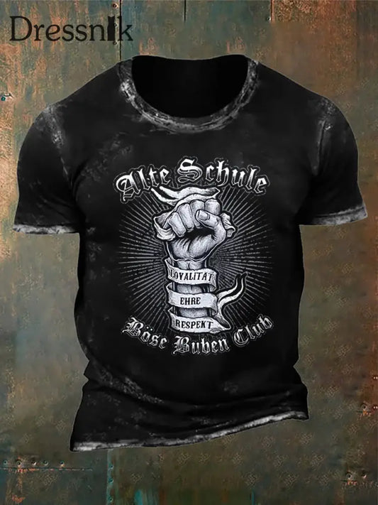 Bedrucktes Kurzarm-T-Shirt für Männer Alte Schule Schwarz / S