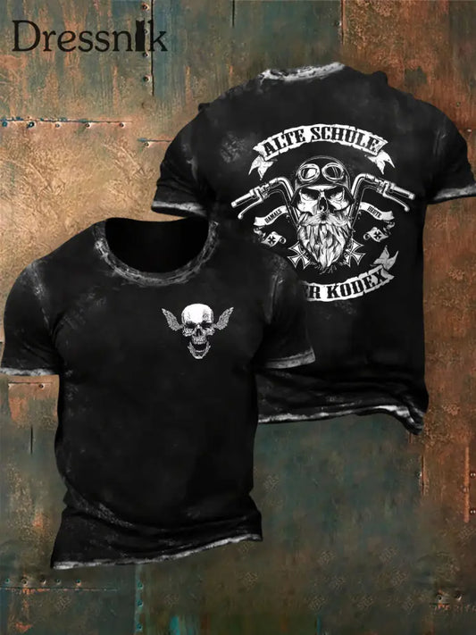 Bedrucktes Kurzarm-T-Shirt für Männer Alte Schule Schwarz / S