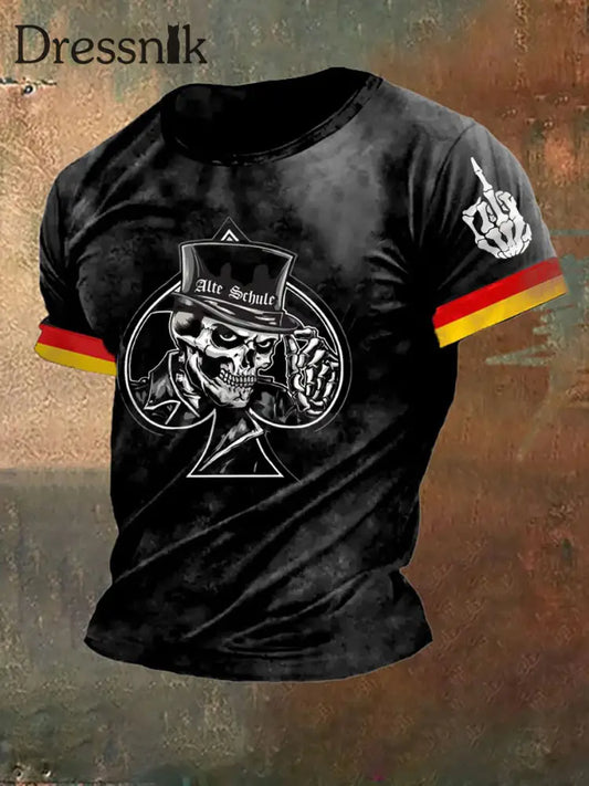 Bedrucktes Kurzarm-T-Shirt für Männer Alte Schule Schwarz / S