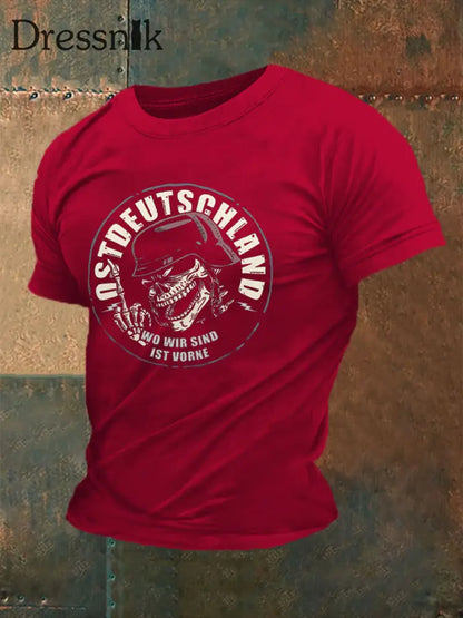 Bedrucktes Kurzarm-T-Shirt für Männer in Ost deutschland Tiefrot / S