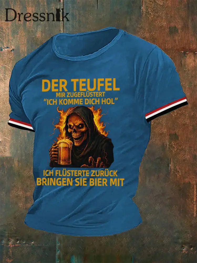 Bedrucktes T-Shirt für Herren BRINGEN SIE BIER MIT Blau / S