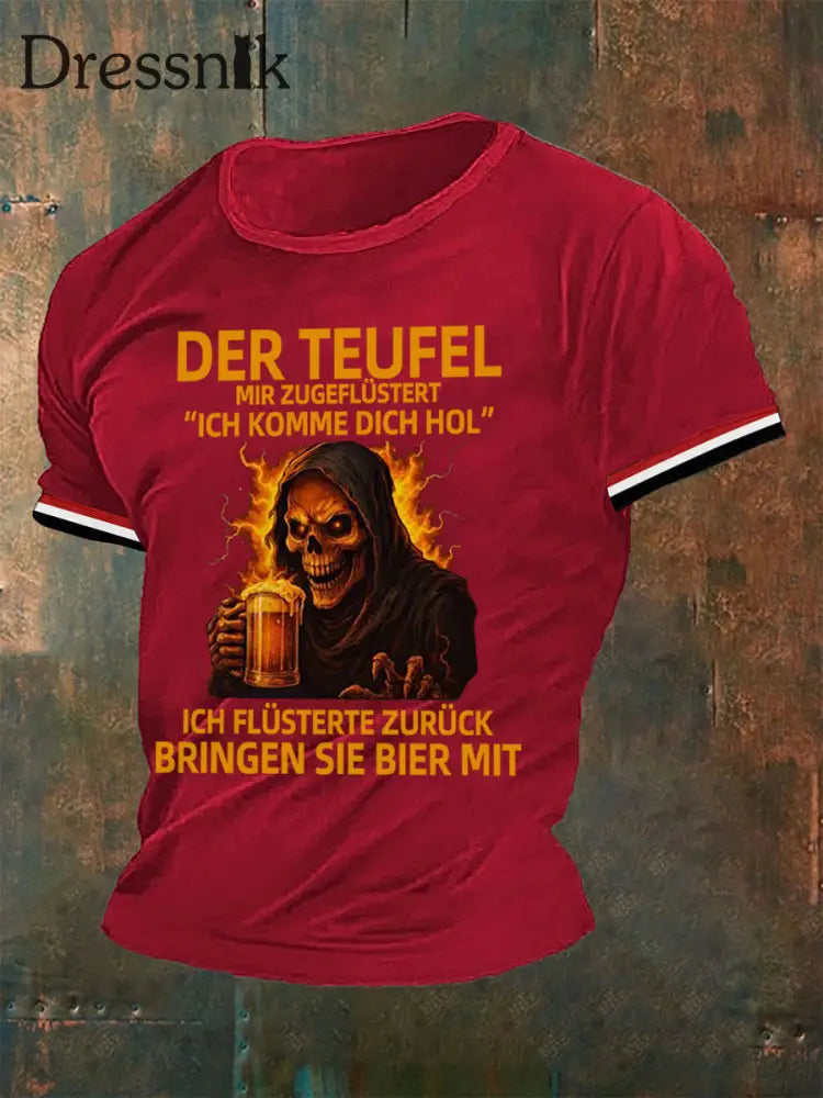 Bedrucktes T-Shirt für Herren BRINGEN SIE BIER MIT Rot / S