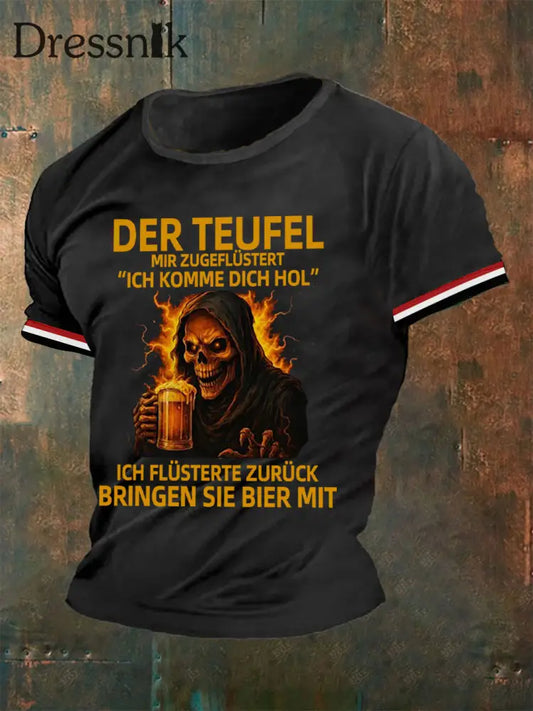 Bedrucktes T-Shirt für Herren BRINGEN SIE BIER MIT Schwarz / S