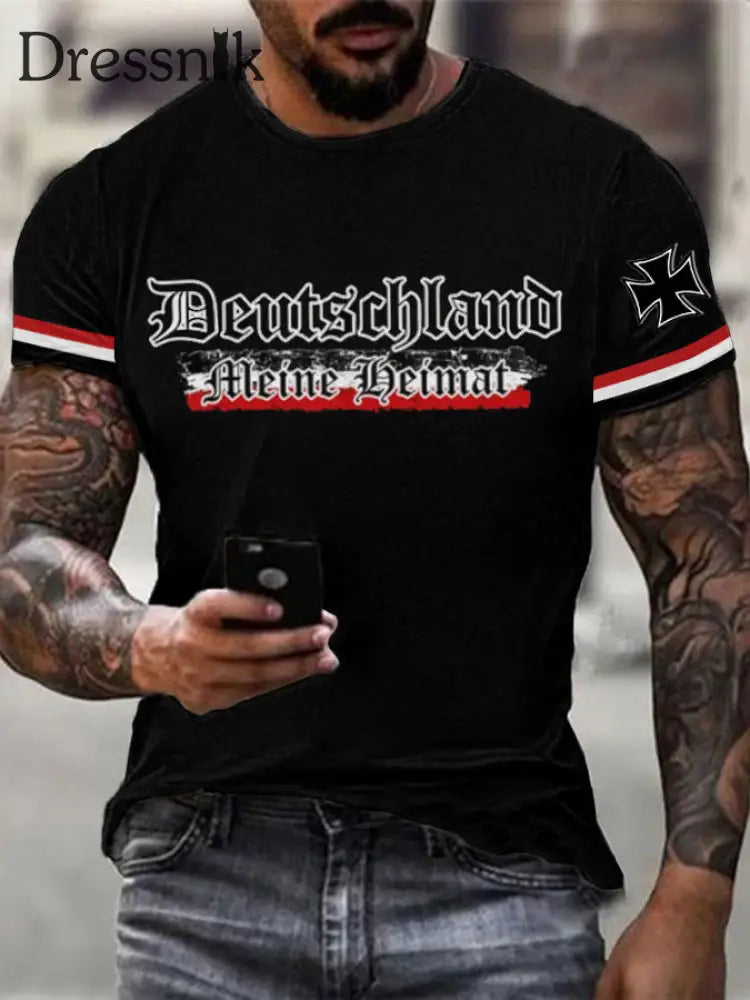 Bedrucktes T-Shirt für Herren Ost deutschland Meine Heimat Schwarz / S